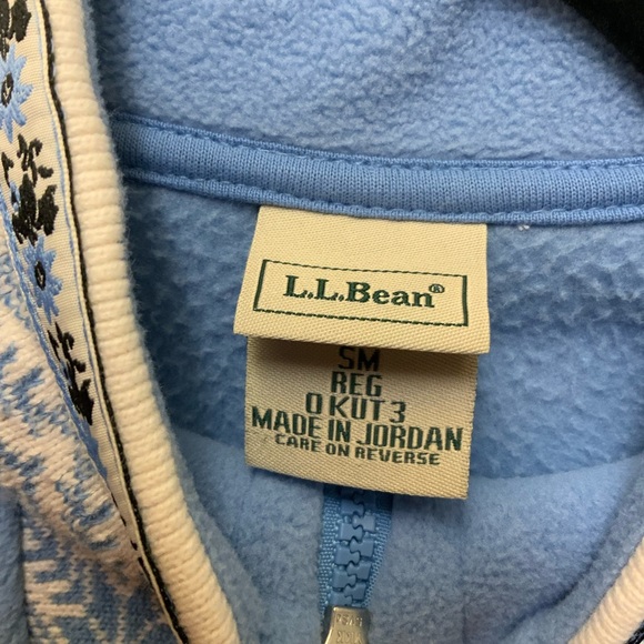 Vintage Y2K LL Bean Blue Nordic Design Full Zip Fleece Jacket Size S/M - Picture 5 of 5